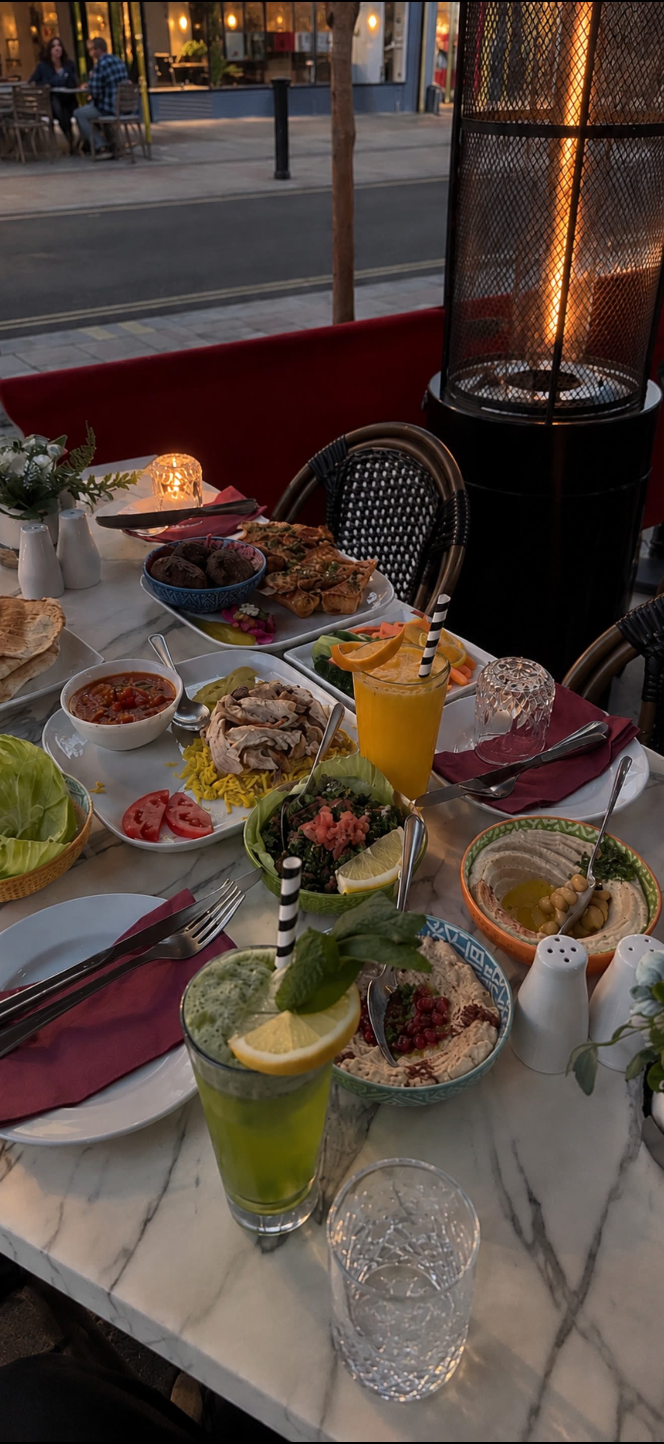 Mezze, shawarma and fresh juices on our terrace